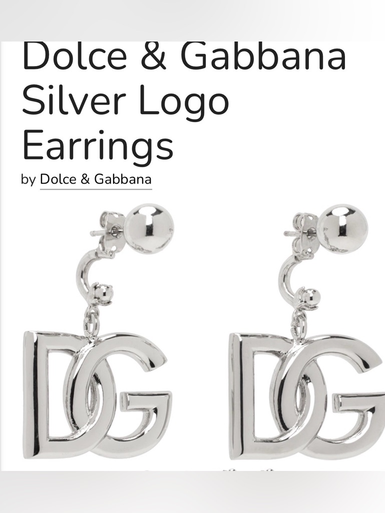 Dolce Gabbana New Silver Logo Earrings 379$